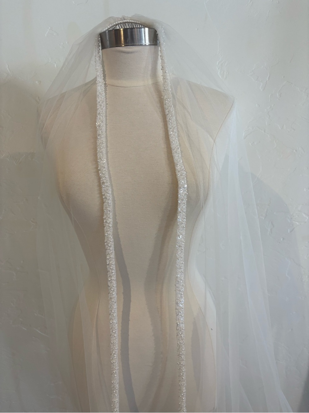 Cathedral Bridal Veil with Beaded Trim